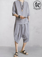 Casual Soft 2-Teil Baumwolle Leinen Sets