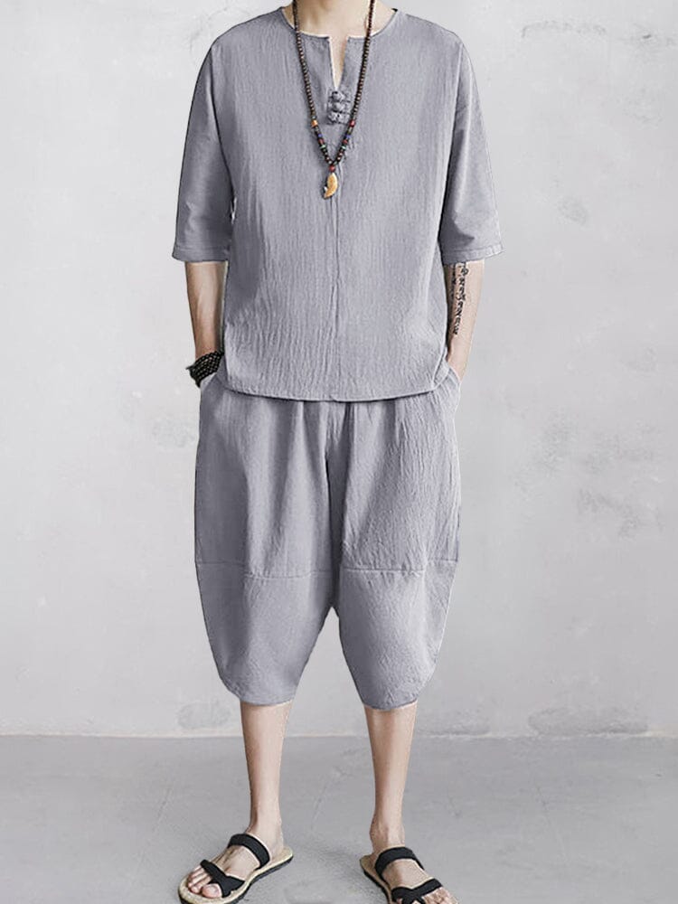 Casual Soft 2-Teil Baumwolle Leinen Sets