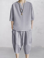 Casual Soft 2-Teil Baumwolle Leinen Sets
