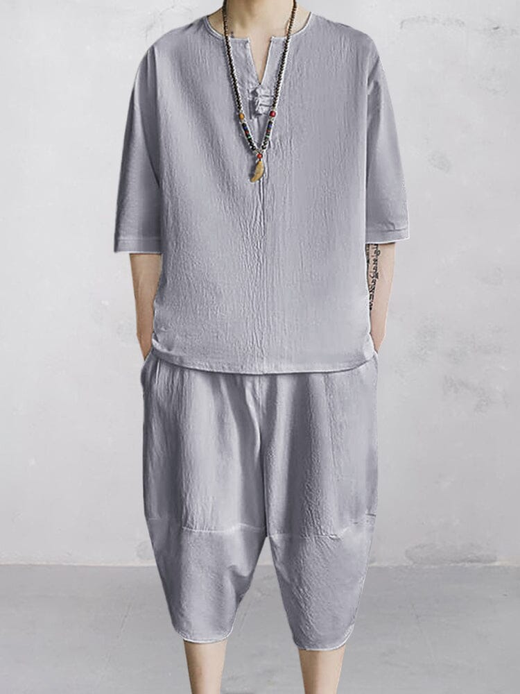 Casual Soft 2-Teil Baumwolle Leinen Sets
