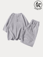 Casual Soft 2-Teil Baumwolle Leinen Sets