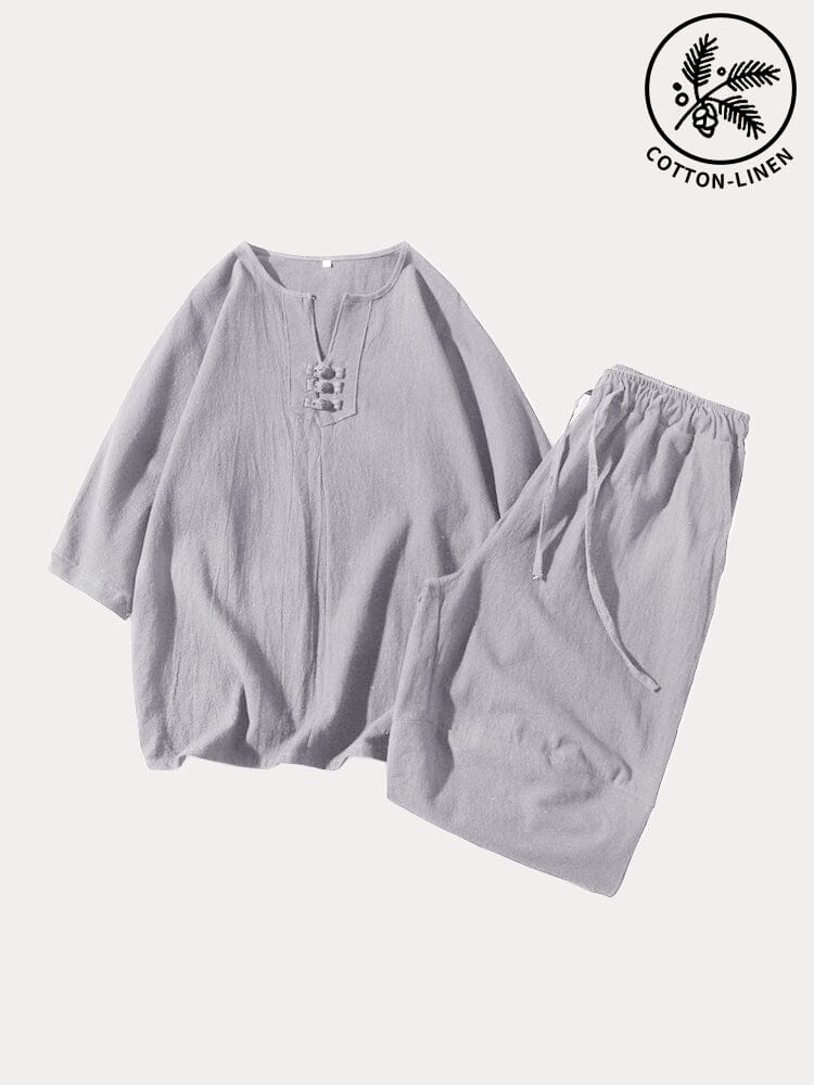Casual Soft 2-Teil Baumwolle Leinen Sets