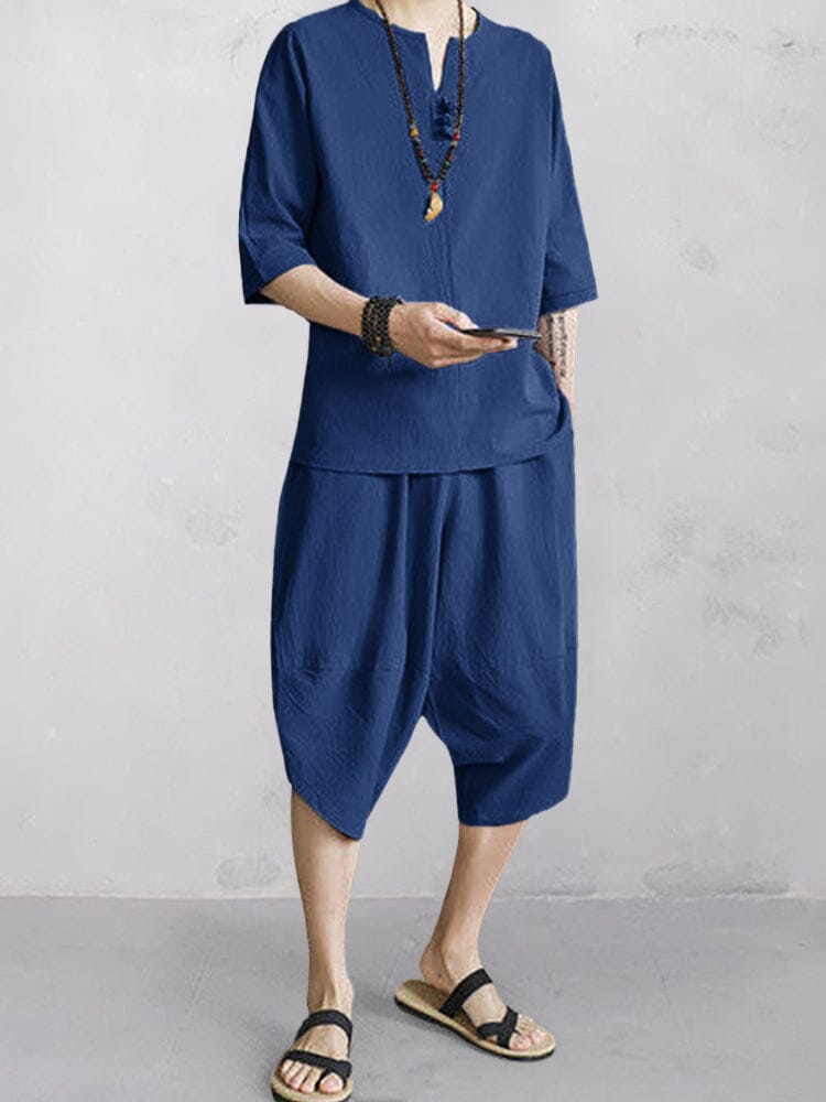 Casual Soft 2-Teil Baumwolle Leinen Sets