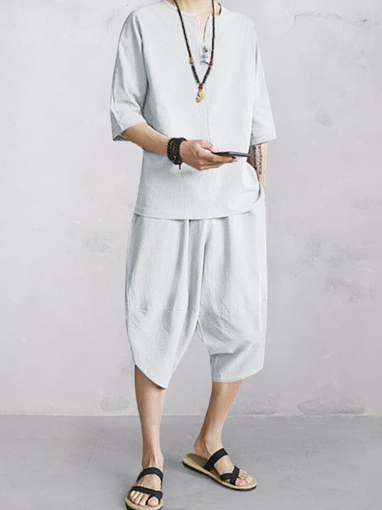 Casual Soft 2-Teil Baumwolle Leinen Sets