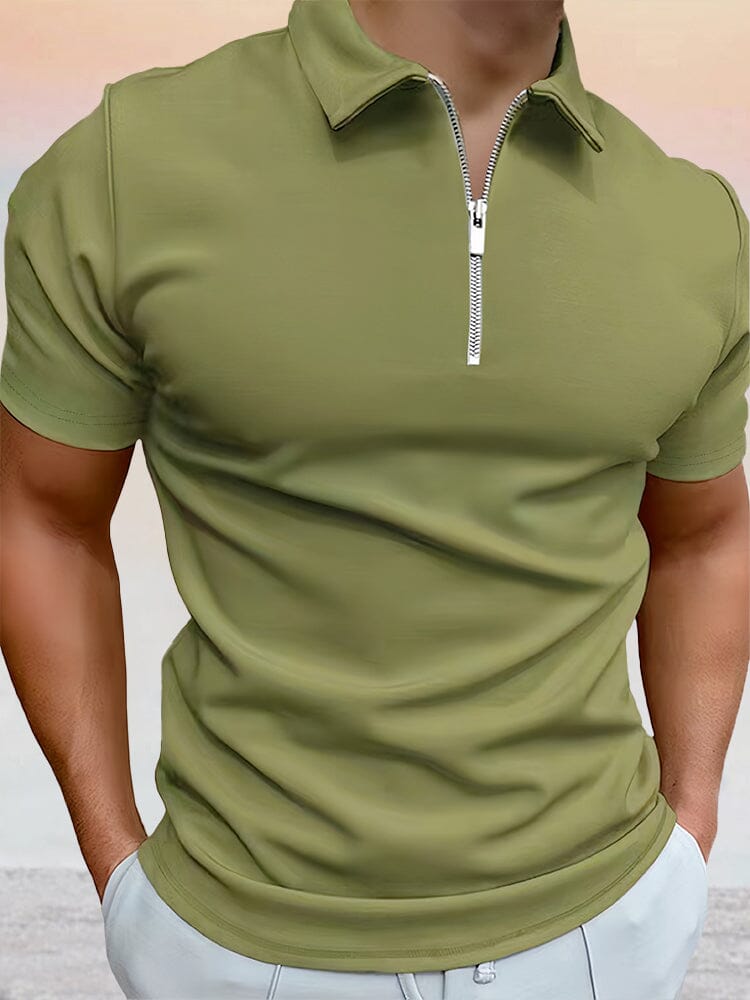 Zipper Uni Kurz Ärmel Polo Hemd
