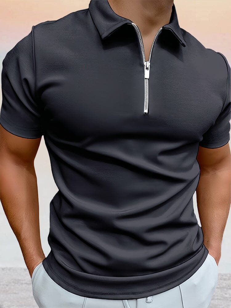 Zipper Uni Kurz Ärmel Polo Hemd