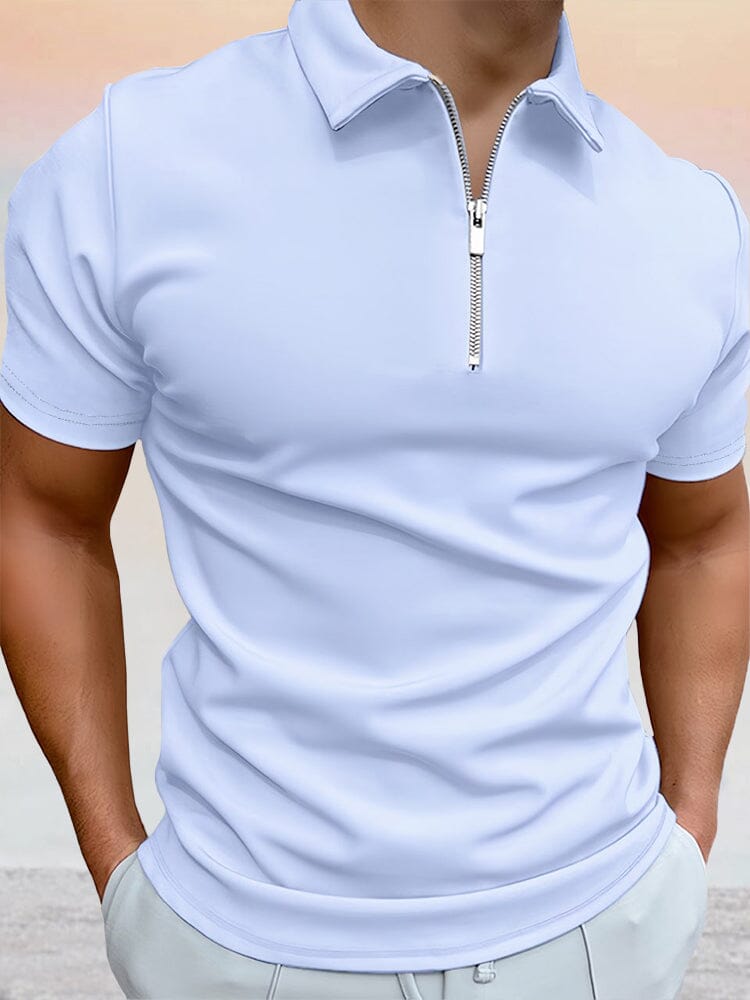 Zipper Uni Kurz Ärmel Polo Hemd