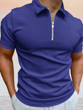 Zipper Uni Kurz Ärmel Polo Hemd