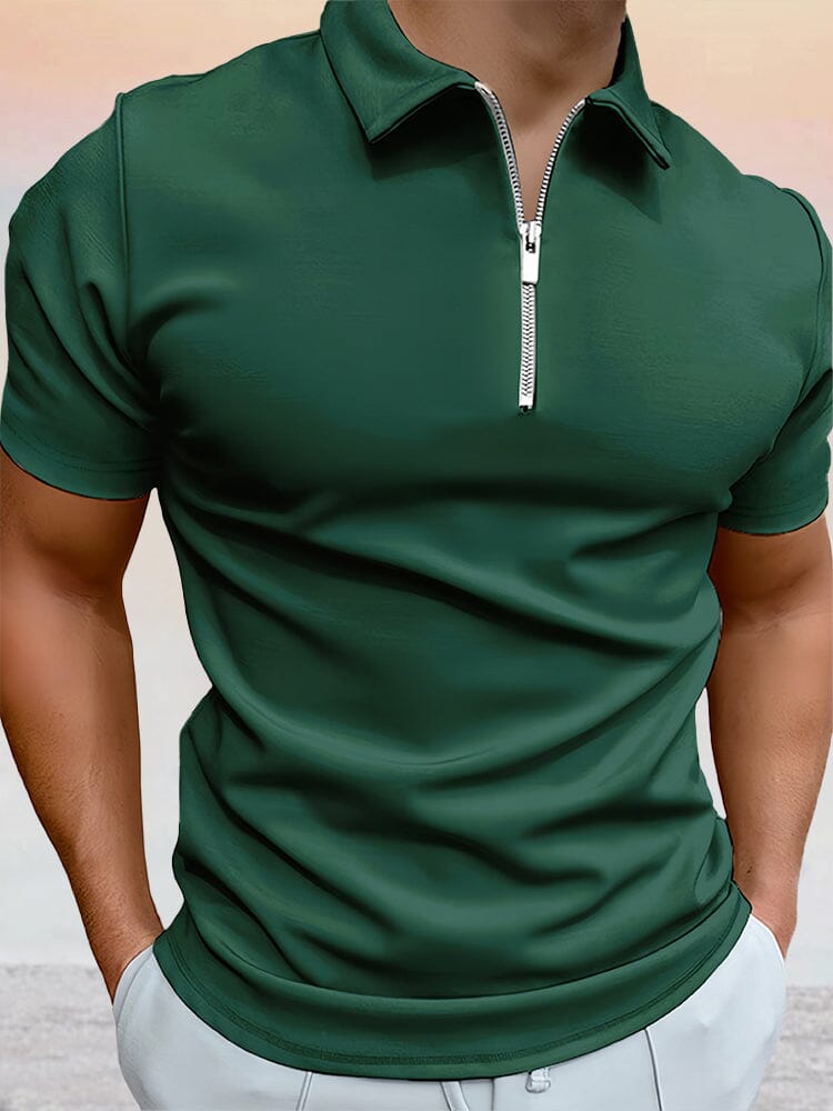 Zipper Uni Kurz Ärmel Polo Hemd