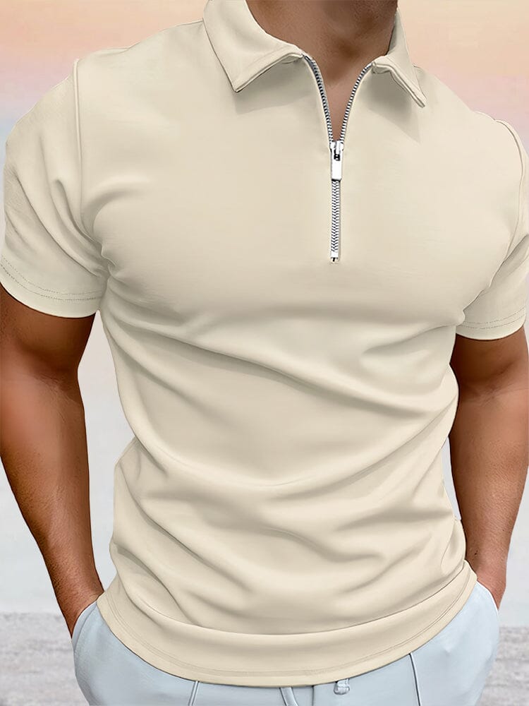 Zipper Uni Kurz Ärmel Polo Hemd