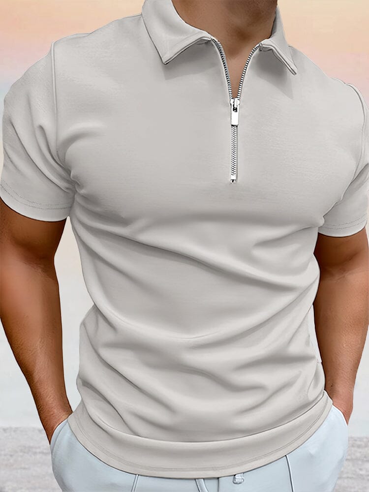 Zipper Uni Kurz Ärmel Polo Hemd