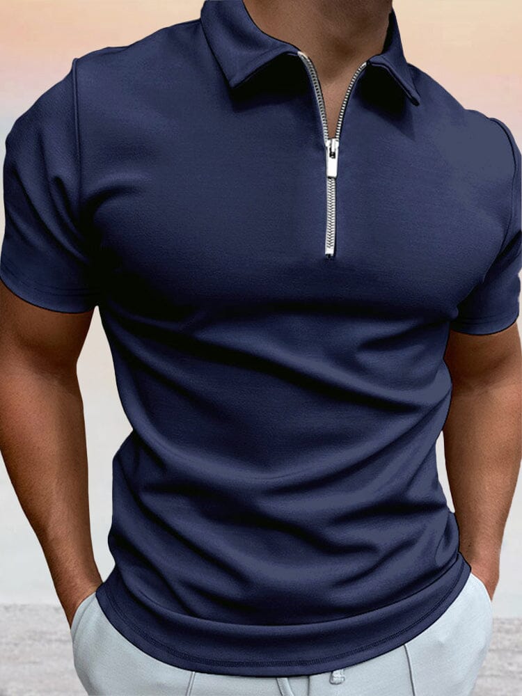 Zipper Uni Kurz Ärmel Polo Hemd