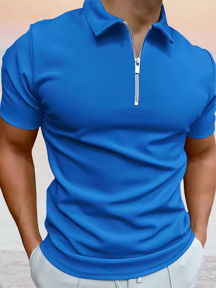 Zipper Uni Kurz Ärmel Polo Hemd