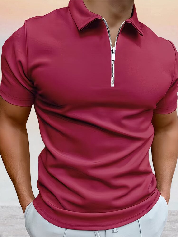 Zipper Uni Kurz Ärmel Polo Hemd