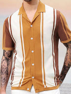 Atmungsaktive Stripe Strick Knopf Top