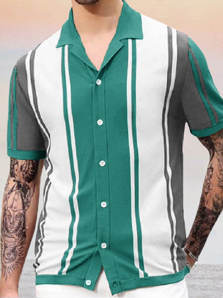 Atmungsaktive Stripe Strick Knopf Top