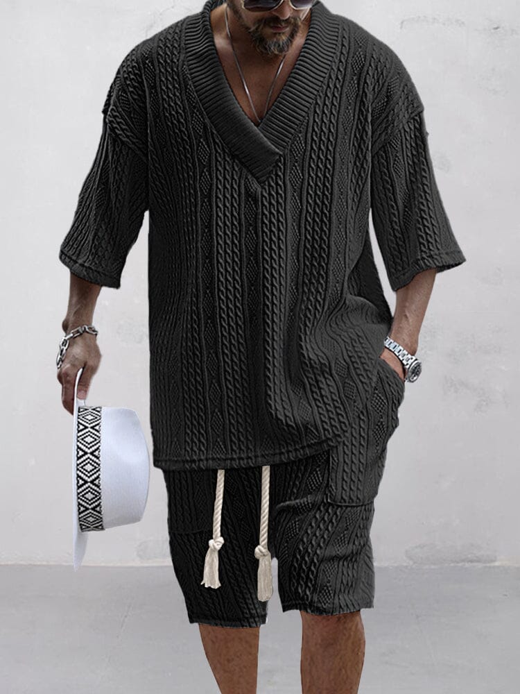 Casual Cable Strick T-Hemd Set