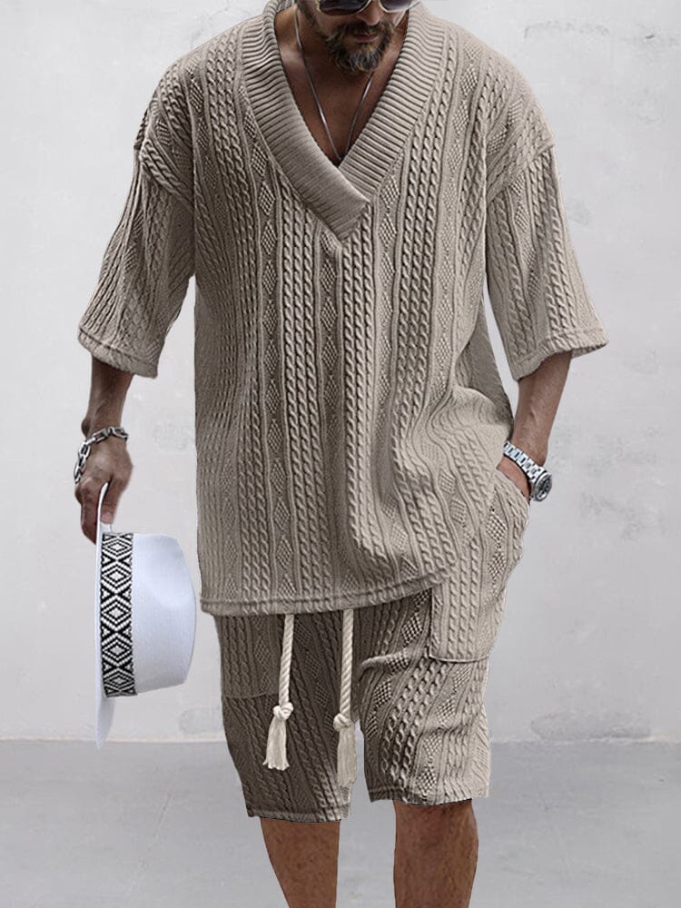 Casual Cable Strick T-Hemd Set