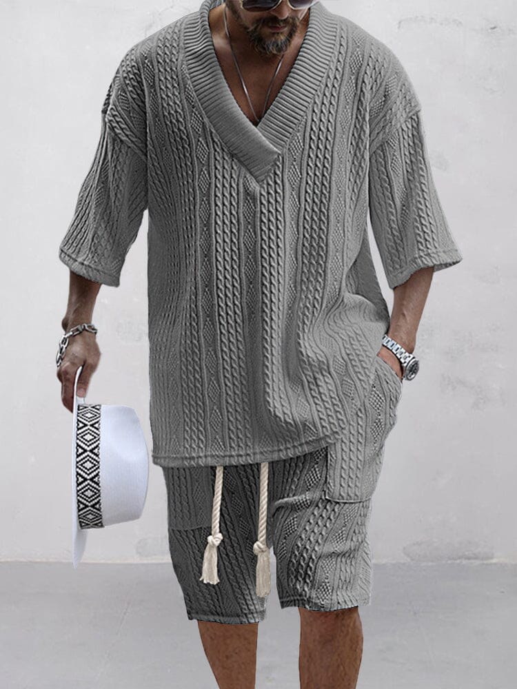 Casual Cable Strick T-Hemd Set