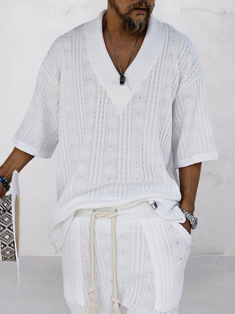 Casual Cable Strick T-Hemd Set