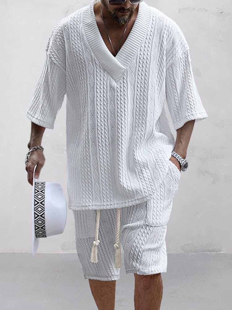 Casual Cable Strick T-Hemd Set