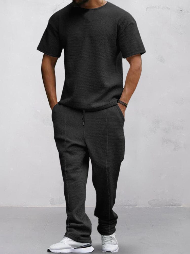 Casual Waffle T-Hemd Set