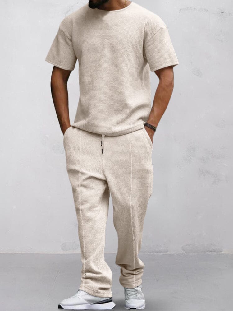 Casual Waffle T-Hemd Set