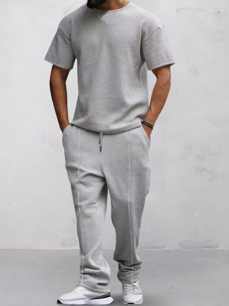 Casual Waffle T-Hemd Set