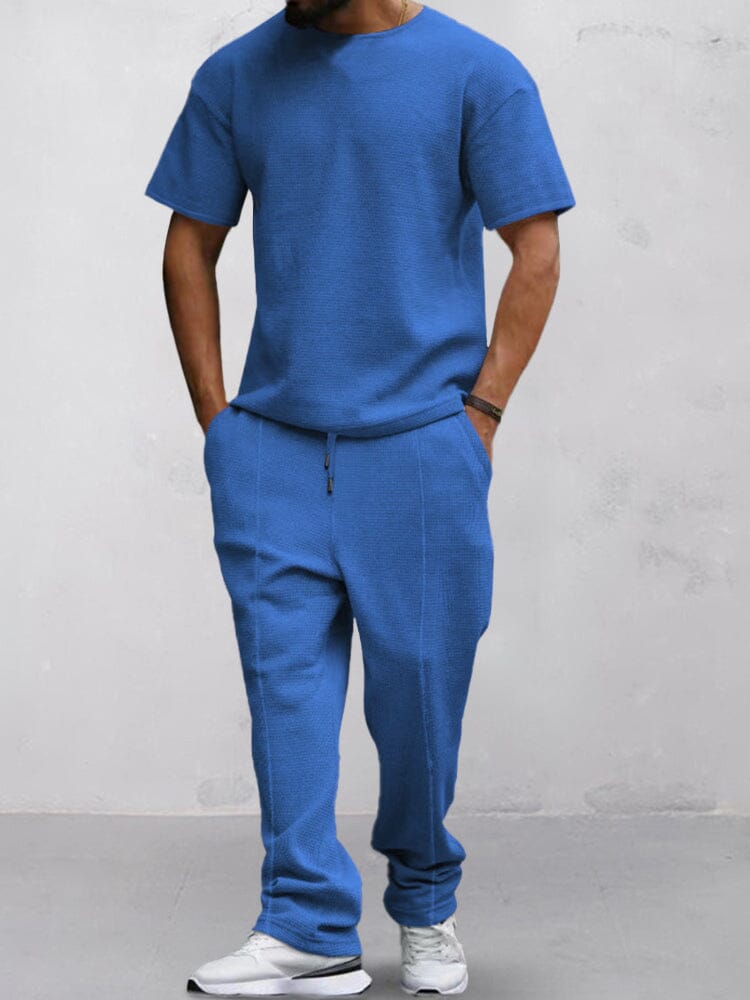 Casual Waffle T-Hemd Set