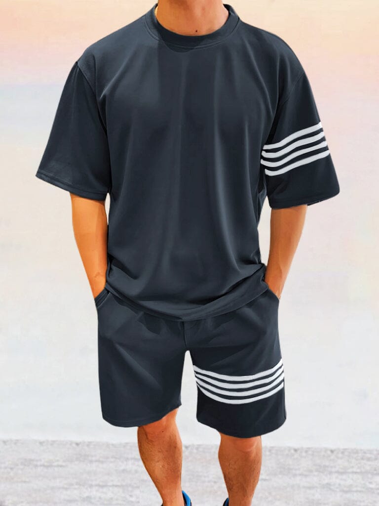 Cozy Gestreift Splicing Trainingsanzug Set
