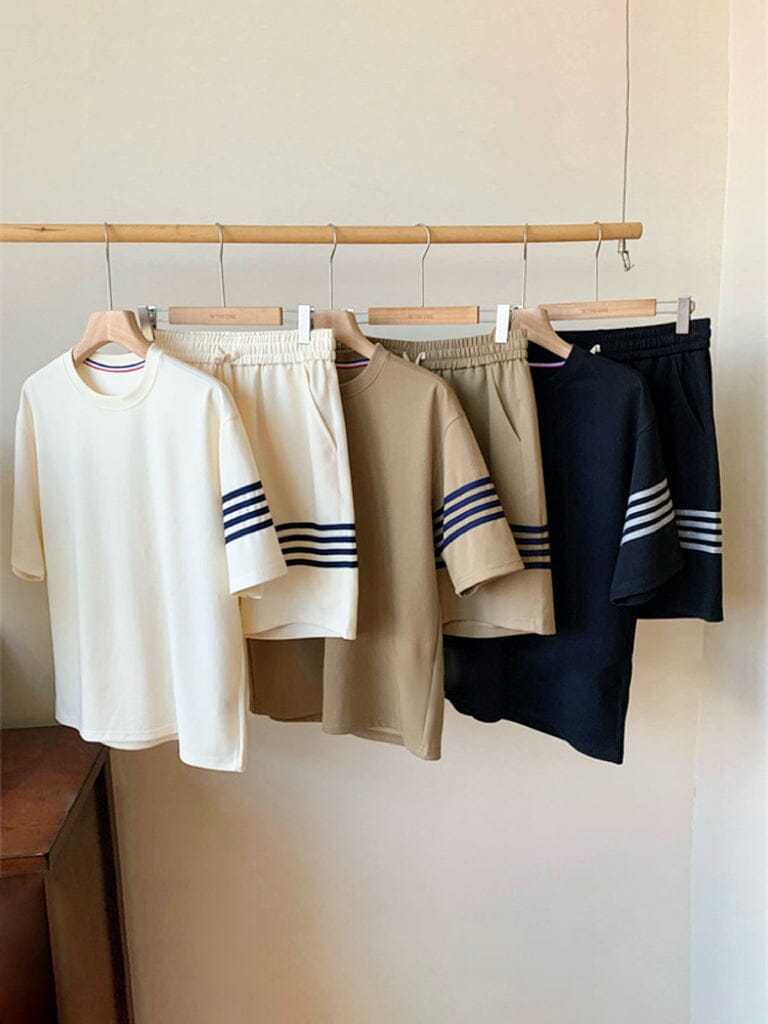 Cozy Gestreift Splicing Trainingsanzug Set