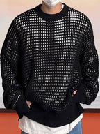 Stylish Mesh Hollow-Out Pullover