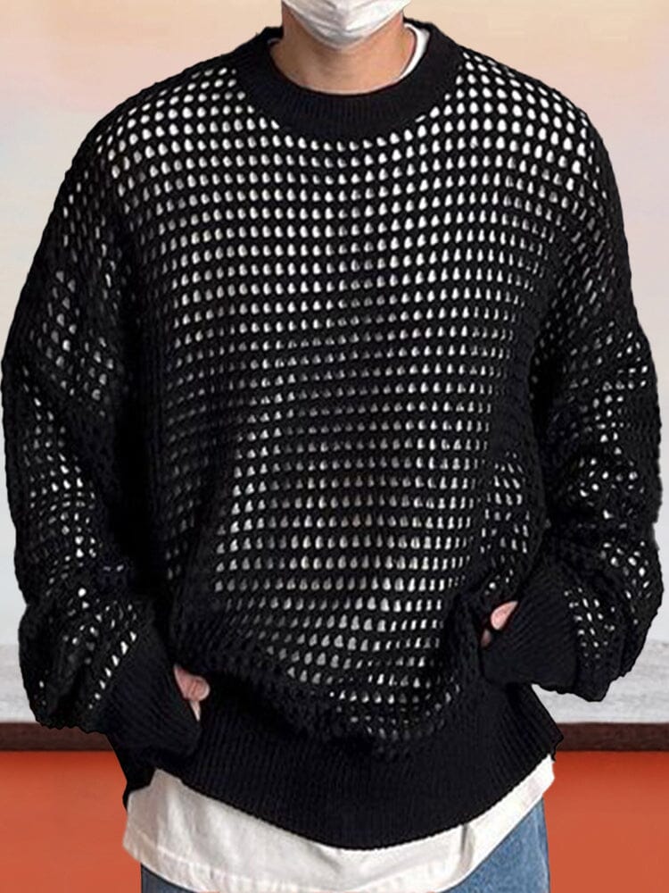 Stylish Mesh Hollow-Out Pullover