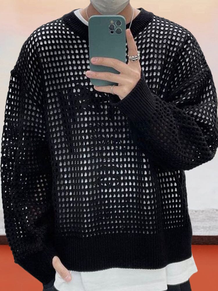 Stylish Mesh Hollow-Out Pullover