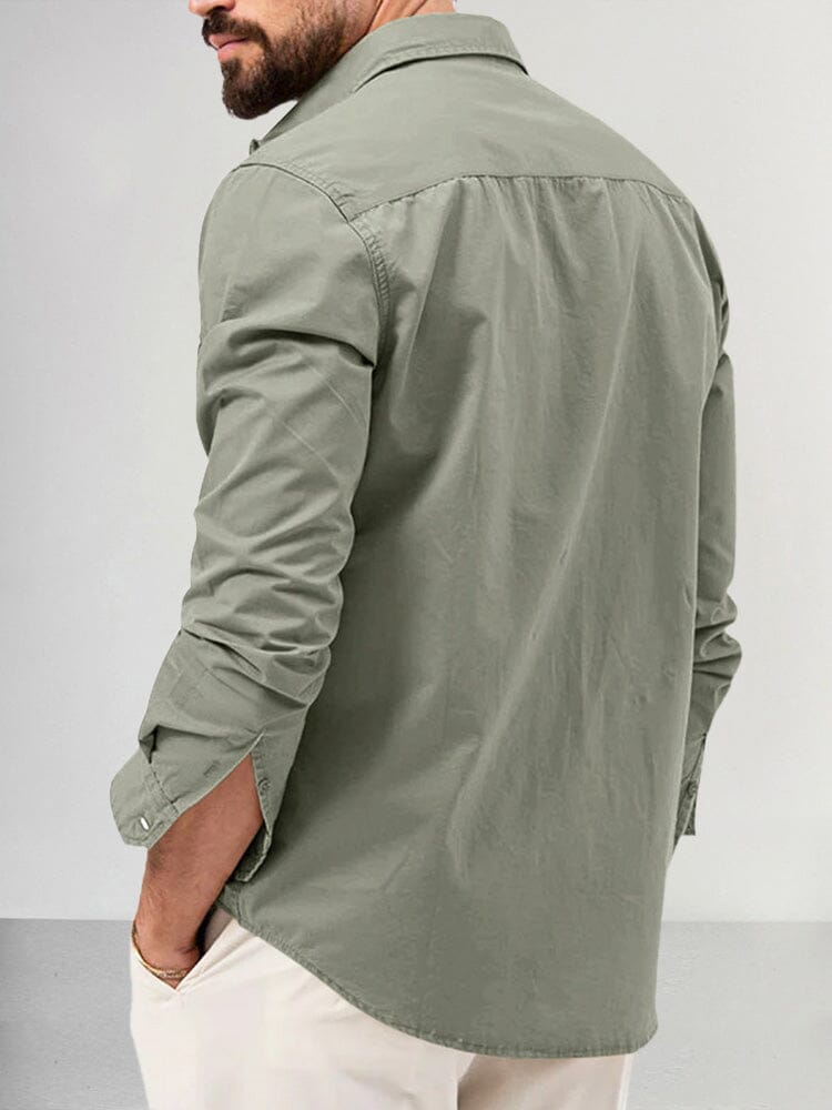 Casual Double Pockets Uni Hemd