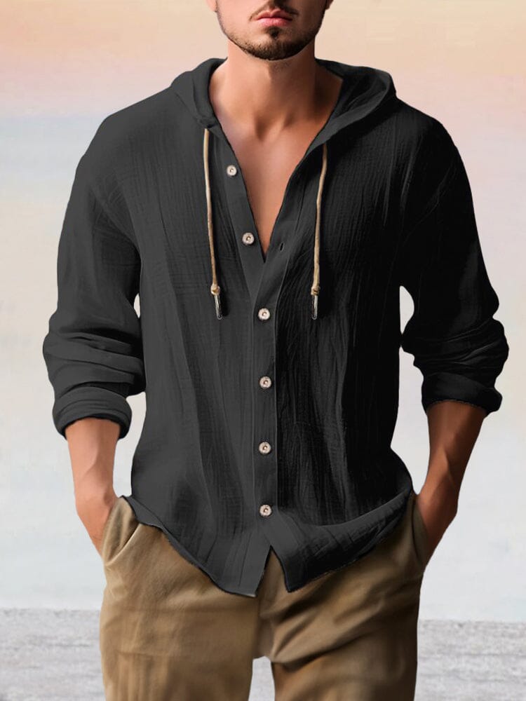 Casual Baumwolle Leinen Mit Kapuze Top