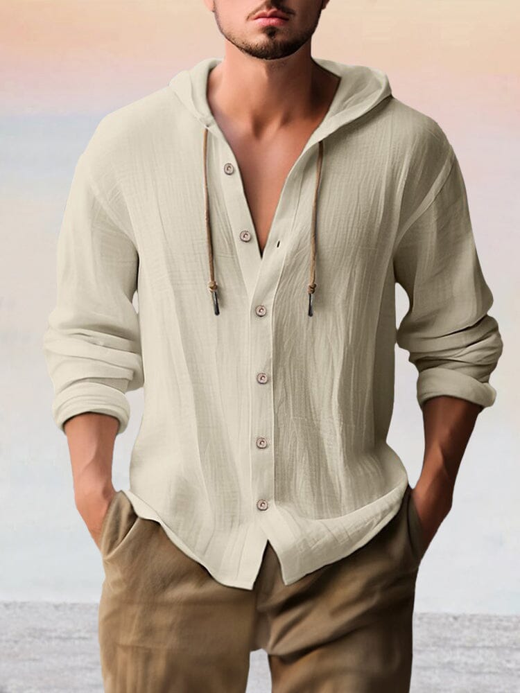 Casual Baumwolle Leinen Mit Kapuze Top