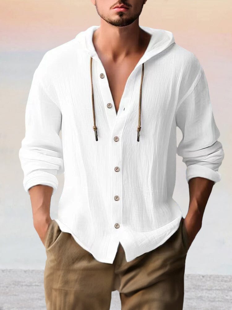 Casual Baumwolle Leinen Mit Kapuze Top