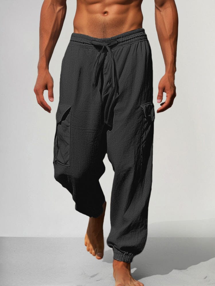 Multi Pockets Baumwolle Leinen Hose