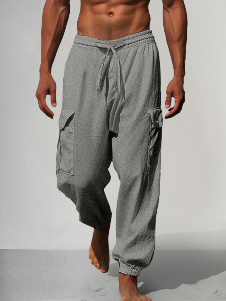 Multi Pockets Baumwolle Leinen Hose