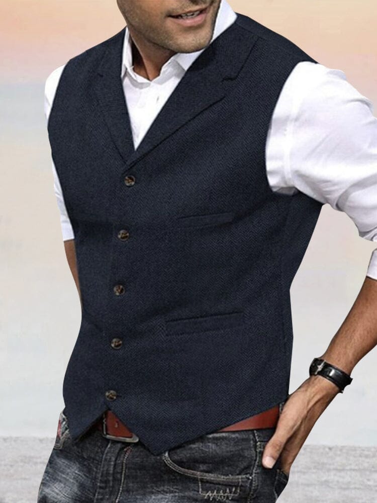 Herringbone Tweed Anzug Weste