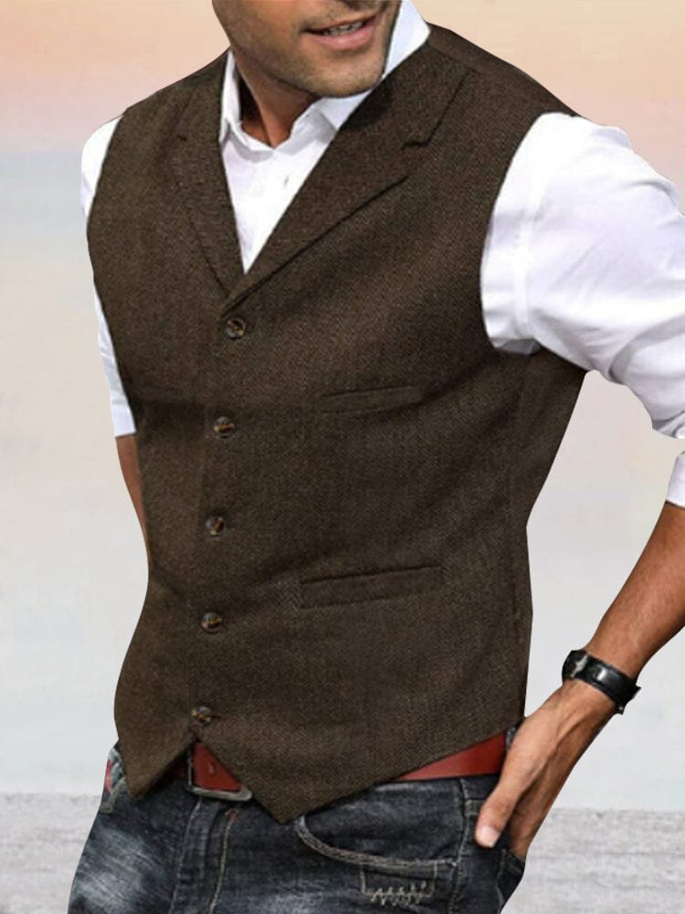 Herringbone Tweed Anzug Weste