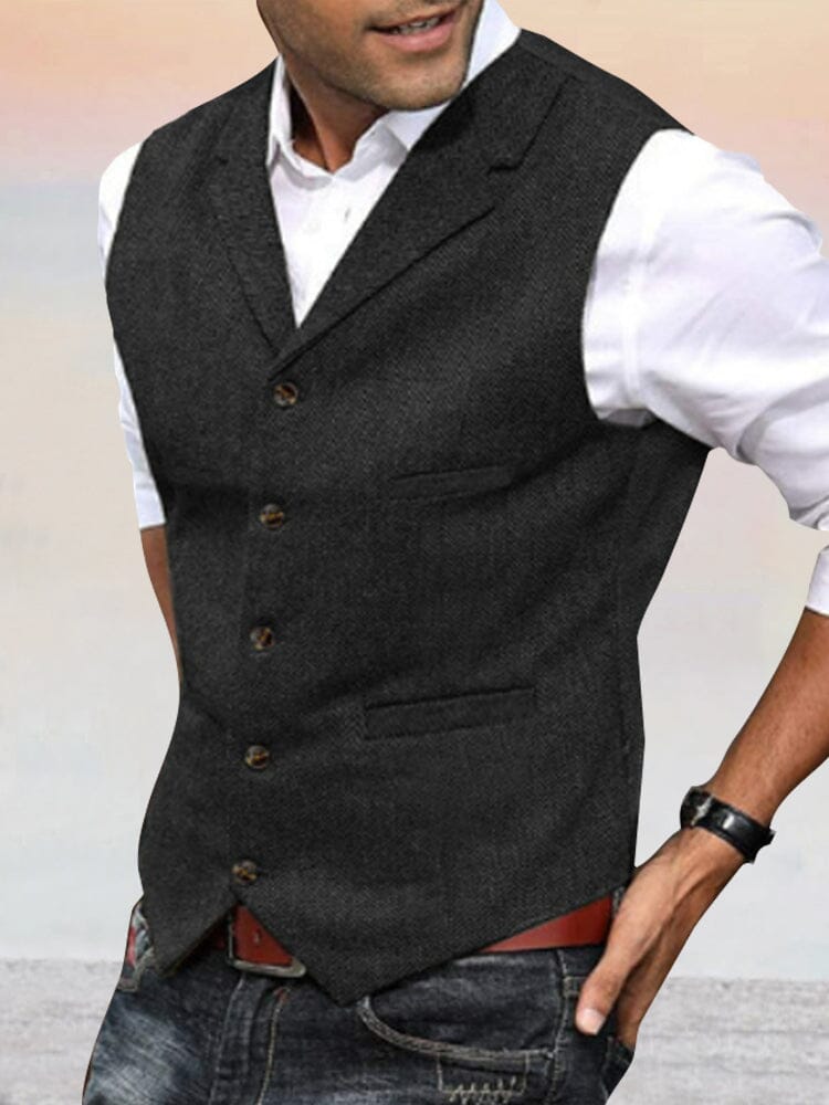 Herringbone Tweed Anzug Weste