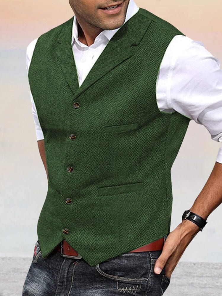 Herringbone Tweed Anzug Weste