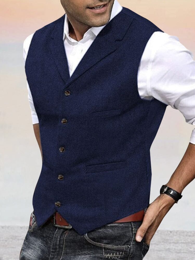 Herringbone Tweed Anzug Weste
