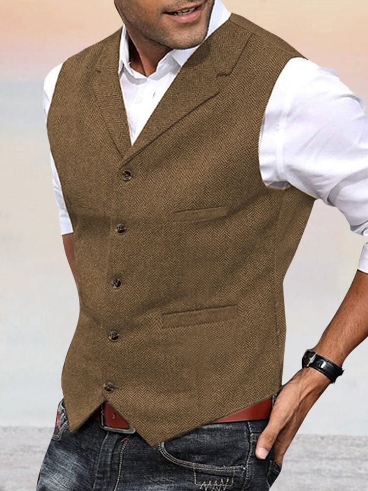 Herringbone Tweed Anzug Weste