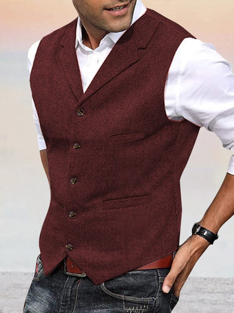 Herringbone Tweed Anzug Weste