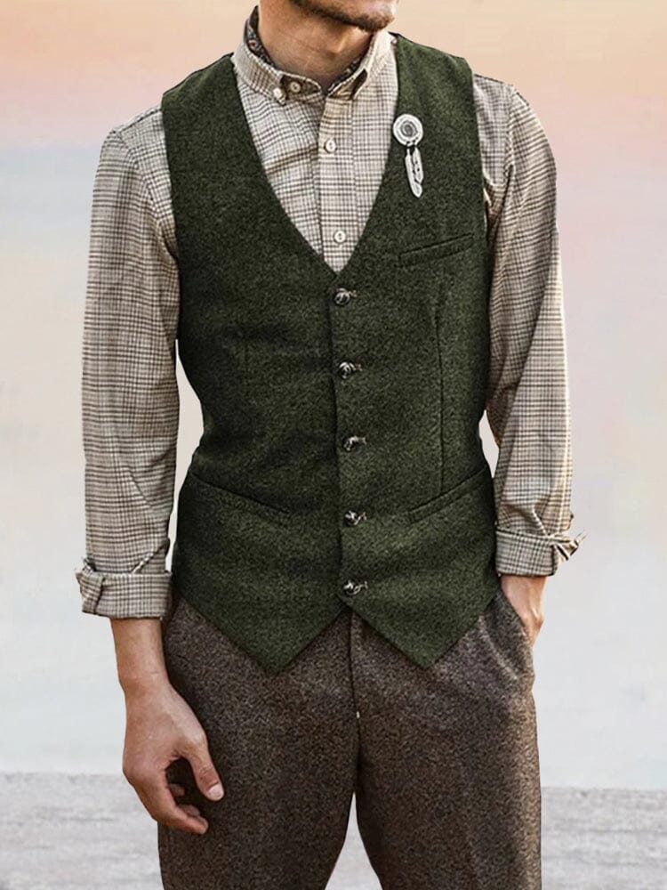 Klassisch Tweed Anzug Weste