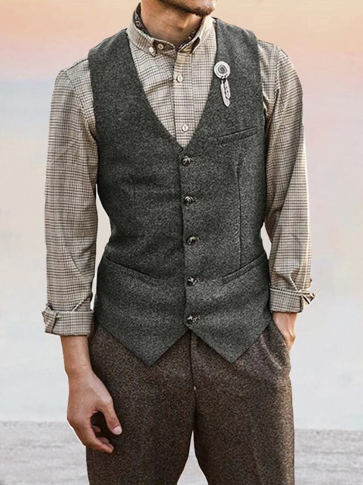 Klassisch Tweed Anzug Weste