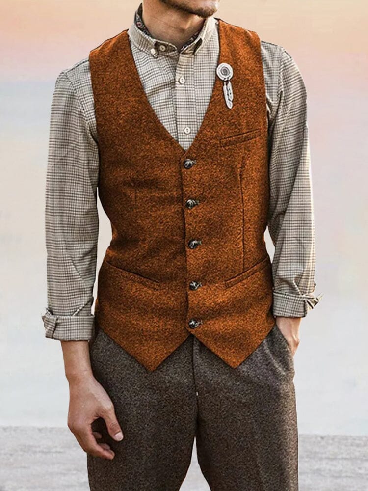 Klassisch Tweed Anzug Weste